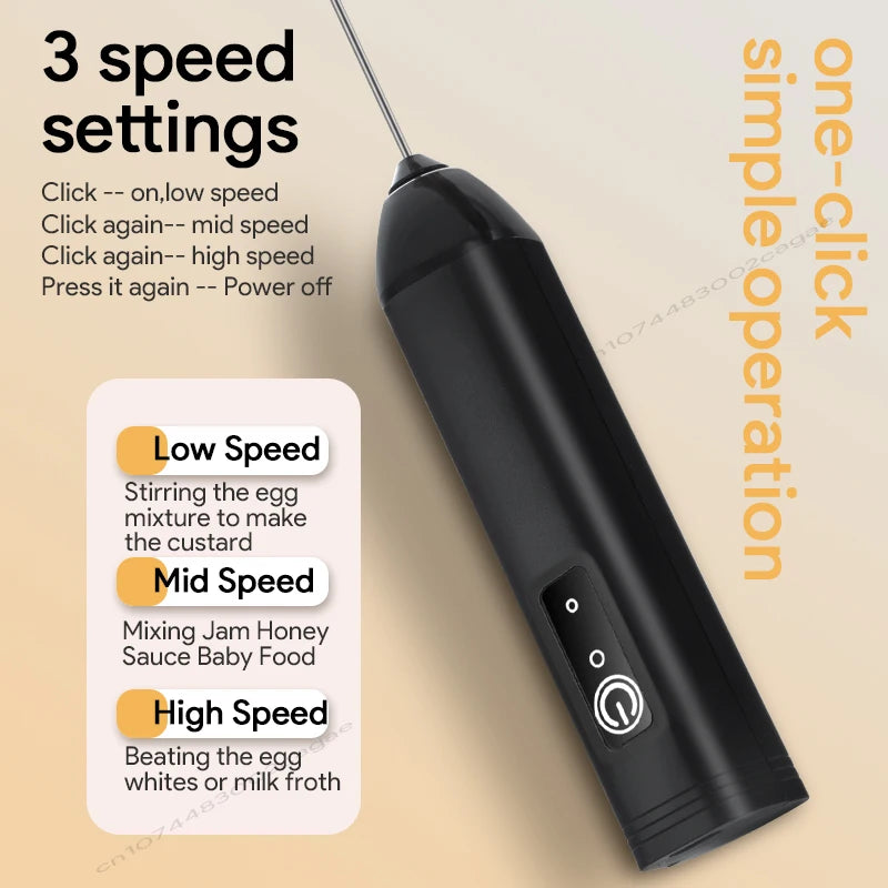 Rechargeable Electric Milk Frother - Handheld Coffee Whisk