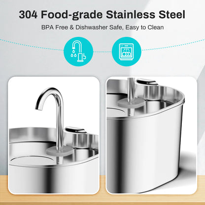 Cat Water Fountain - Stainless Steel Pet Fountain