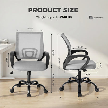 Ergonomic Desk Chair with Lumbar Support (Light Gray)