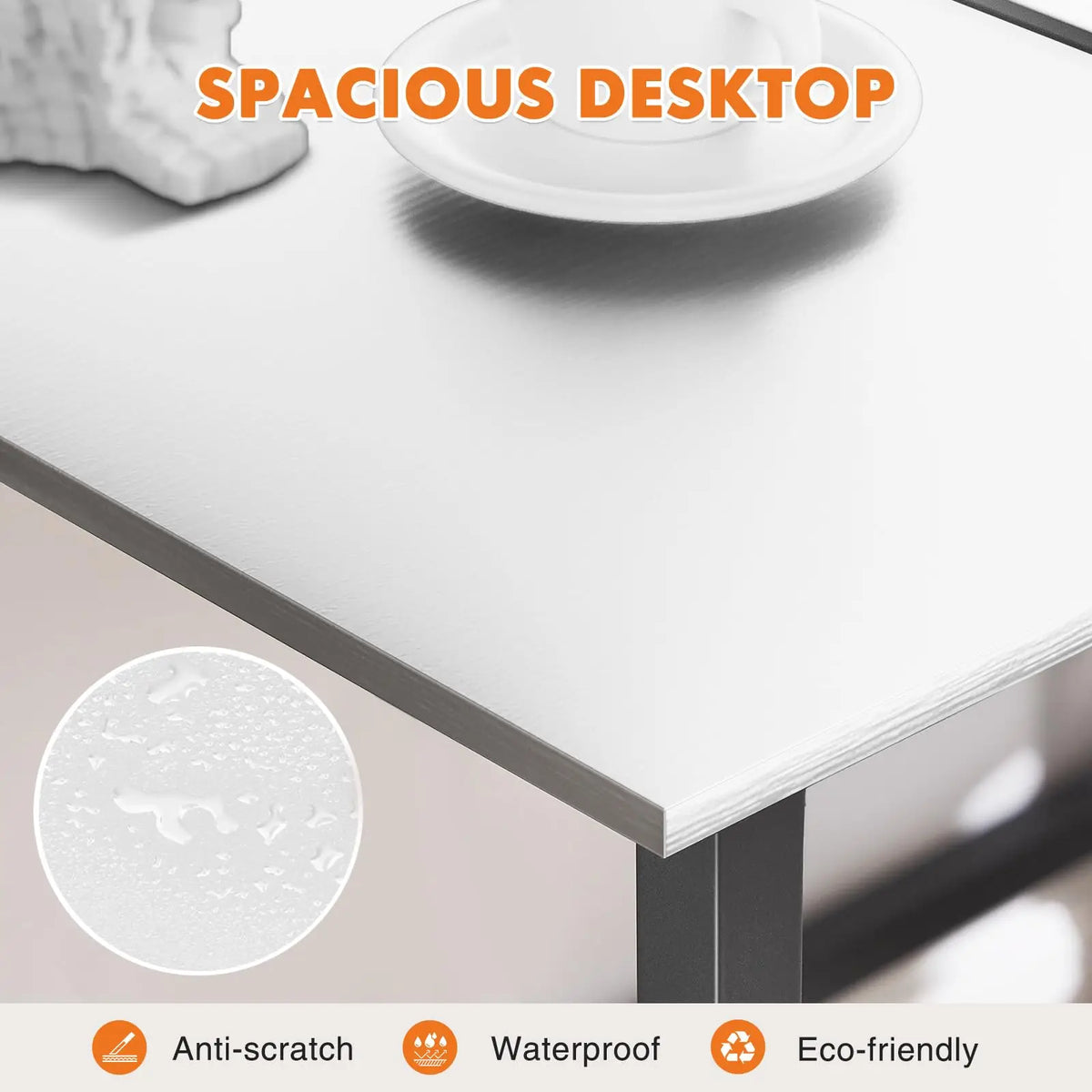 Computer Desk - Metal Frame Home Office Desk (55in White)