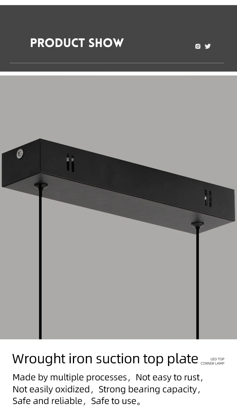Modern Pendant Light - Linear LED Chandelier, Dining Room Light Fixture for Kitchen Island