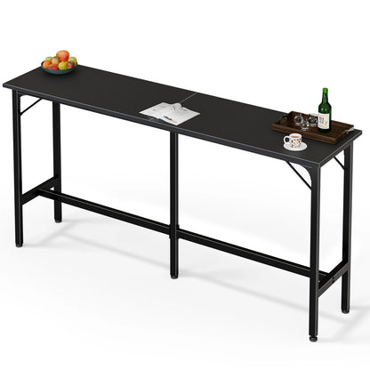 Narrow Console Table - Long Bar Height Sofa Table (Black)