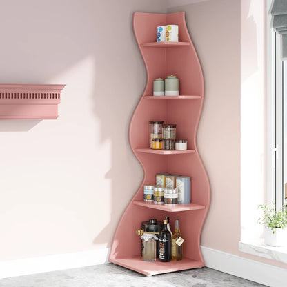 Corner Shelf - 5-Tier Nursery Corner Bookshelf (Pink)