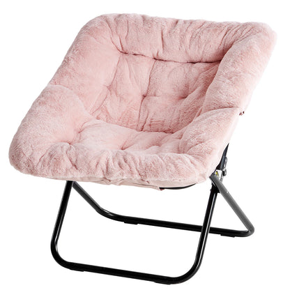 Saucer Chair - Foldable Faux Fur Dorm Room Chair (Pink)