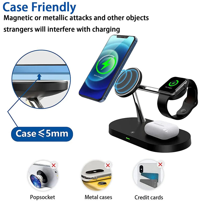 3-in-1 Wireless Charger Stand - Fast Charging Dock