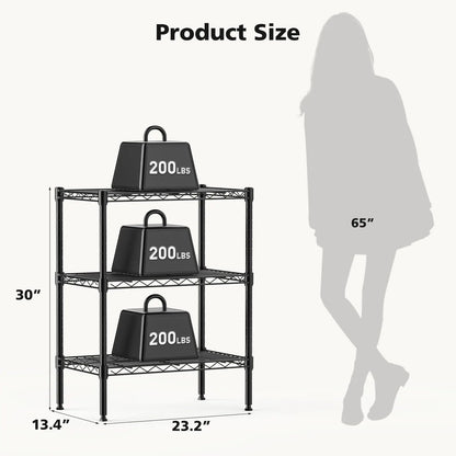 Wire Shelving Unit - 3 Tier Adjustable Metal Storage Rack