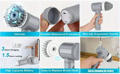 Cordless Electric Spin Scrubber - 5-Head Cleaning Brush