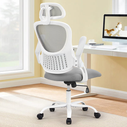 Office Chair with Adjustable Headrest (Light Gray)