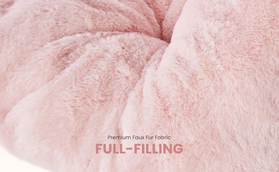 Saucer Chair - Foldable Faux Fur Dorm Room Chair (Pink)