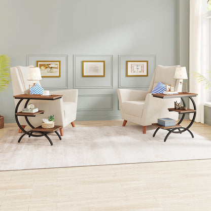 End Table - C Shaped 3 Tier Side Table (Chocolate)