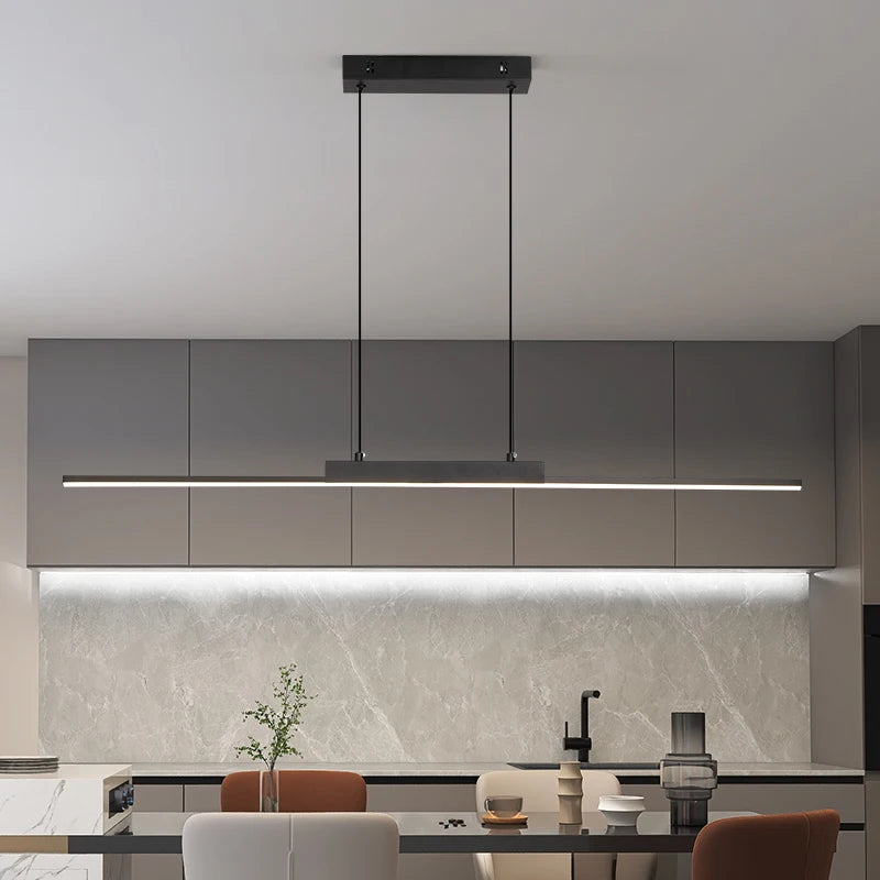 Modern Pendant Light - Linear LED Chandelier, Dining Room Light Fixture for Kitchen Island