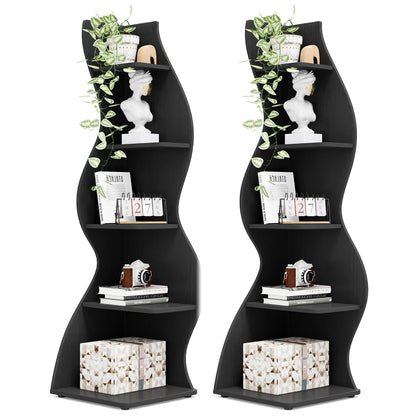 Black Corner Shelf - Tall 5-Tier Corner Bookshelf