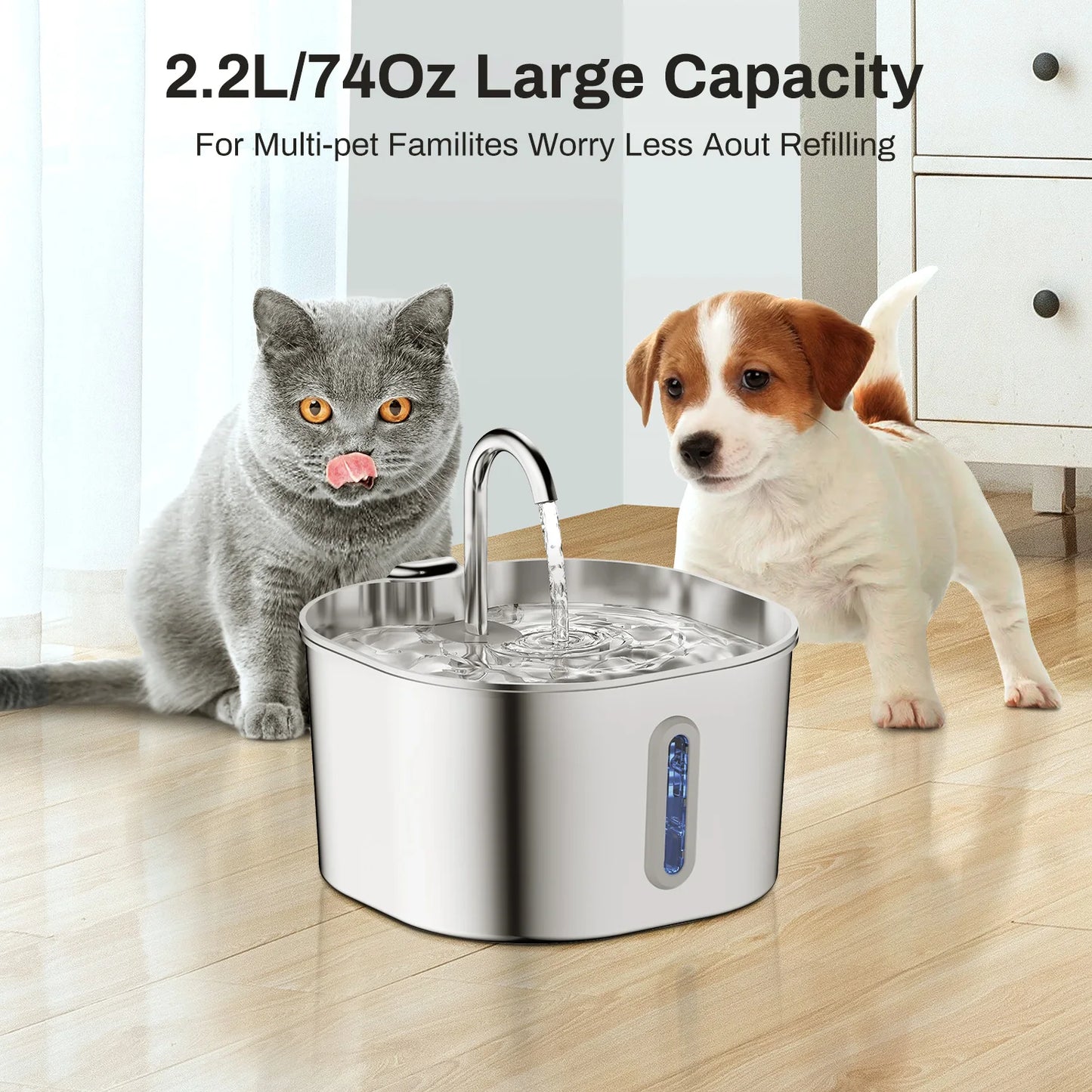 Cat Water Fountain - Stainless Steel Pet Fountain