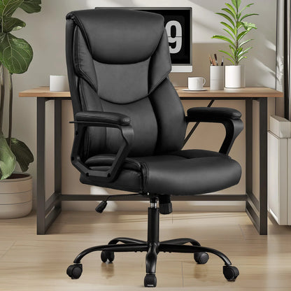 Executive Office Chair - High Back PU Leather Desk Chair (Black)