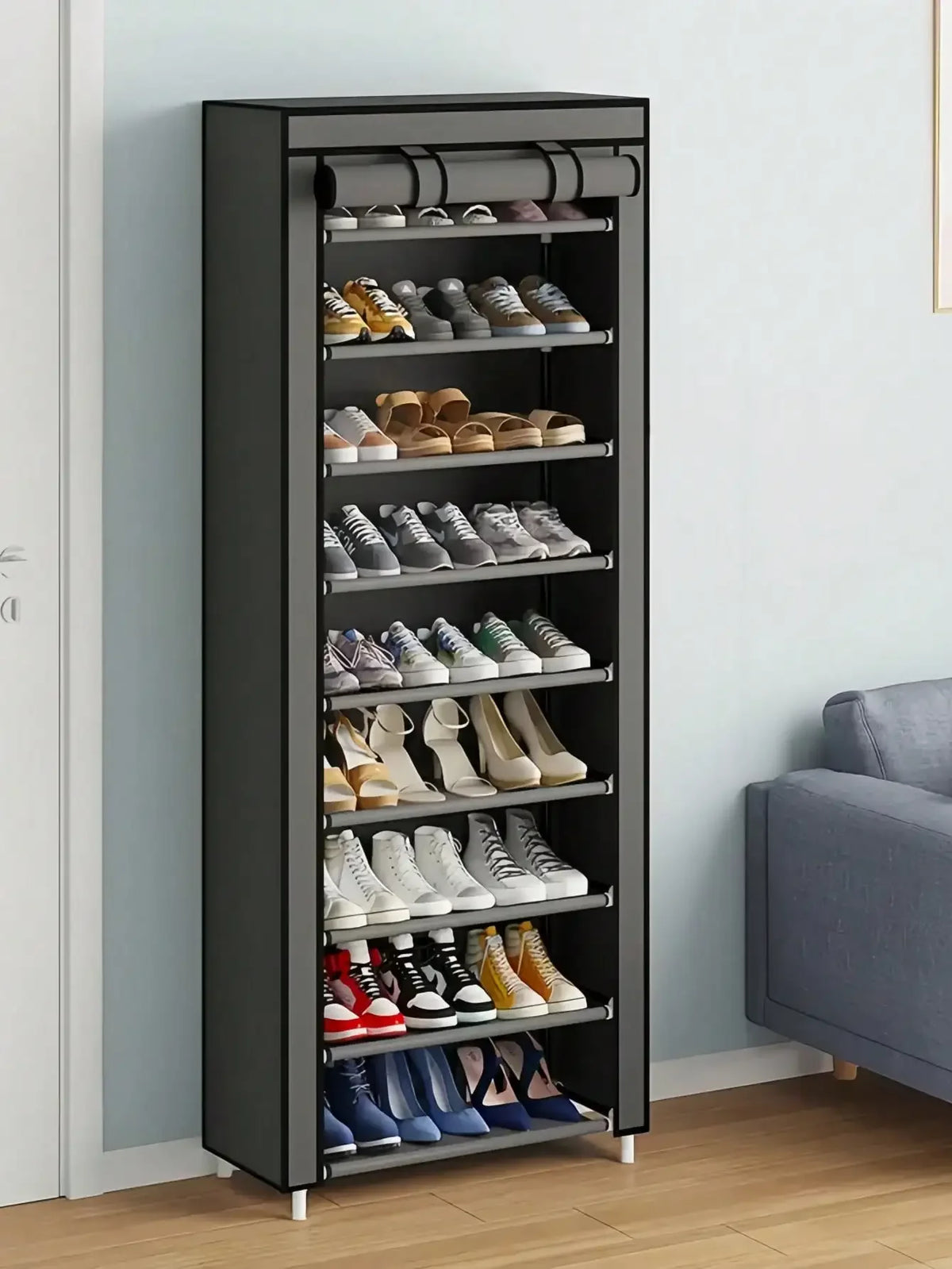 Tall Shoe Rack - 6, 8 or 10 Tier Fabric Shoe Storage