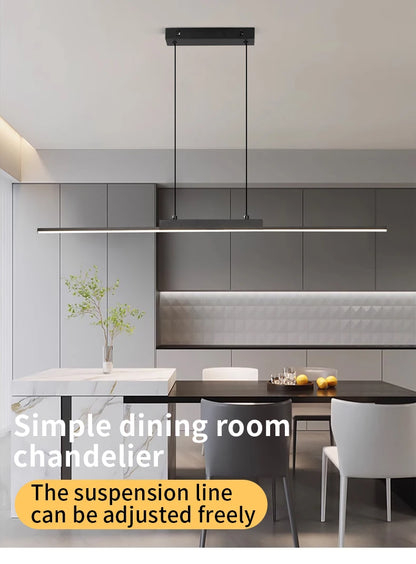 Modern Pendant Light - Linear LED Chandelier, Dining Room Light Fixture for Kitchen Island