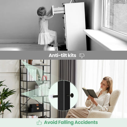 Wooden Bookshelf - 5 Tier Tall Narrow Wood and Metal Bookcase