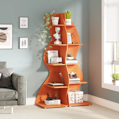 Corner Shelf - 5-Tier Kids Corner Bookshelf (Orange)