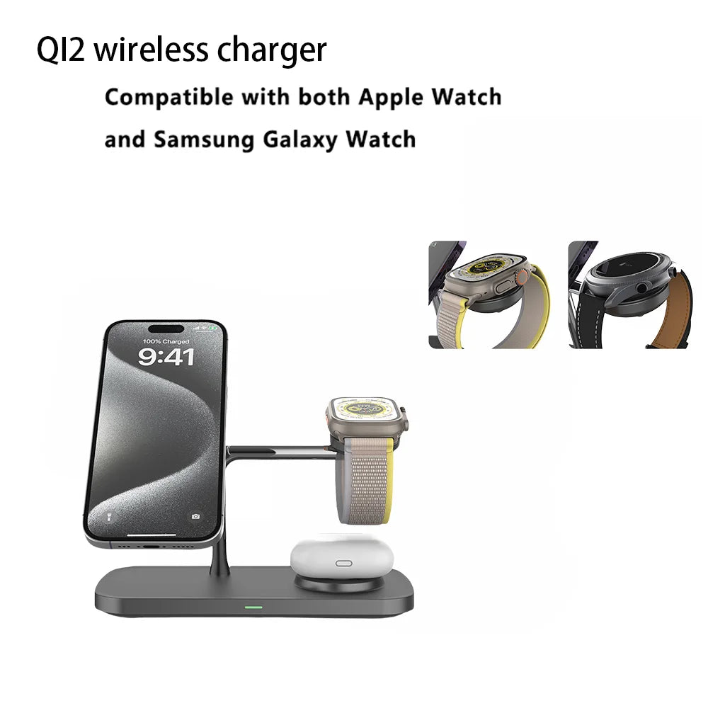 3-in-1 Wireless Charger Stand - Fast Charging Dock