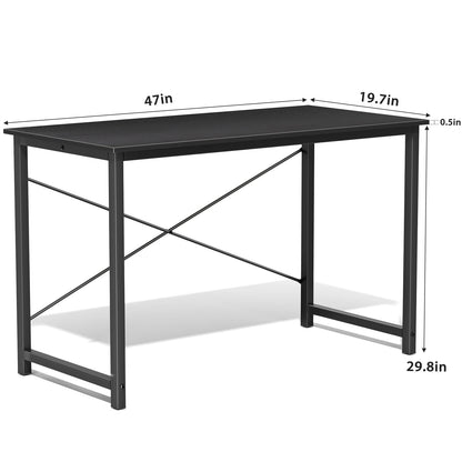 Computer Desk - Metal Frame Home Office Desk (47in Black)