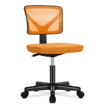 Armless Office Chair - Ergonomic Mesh Desk Chair (Orange)
