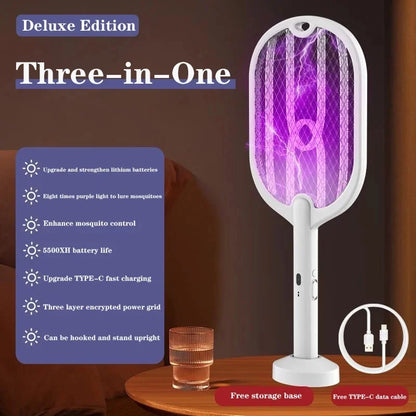 Electric Mosquito & Fly Swatter - 3-in-1 Bug Zapper