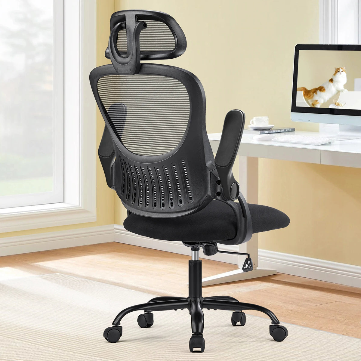 Office Chair with Adjustable Headrest (Black)
