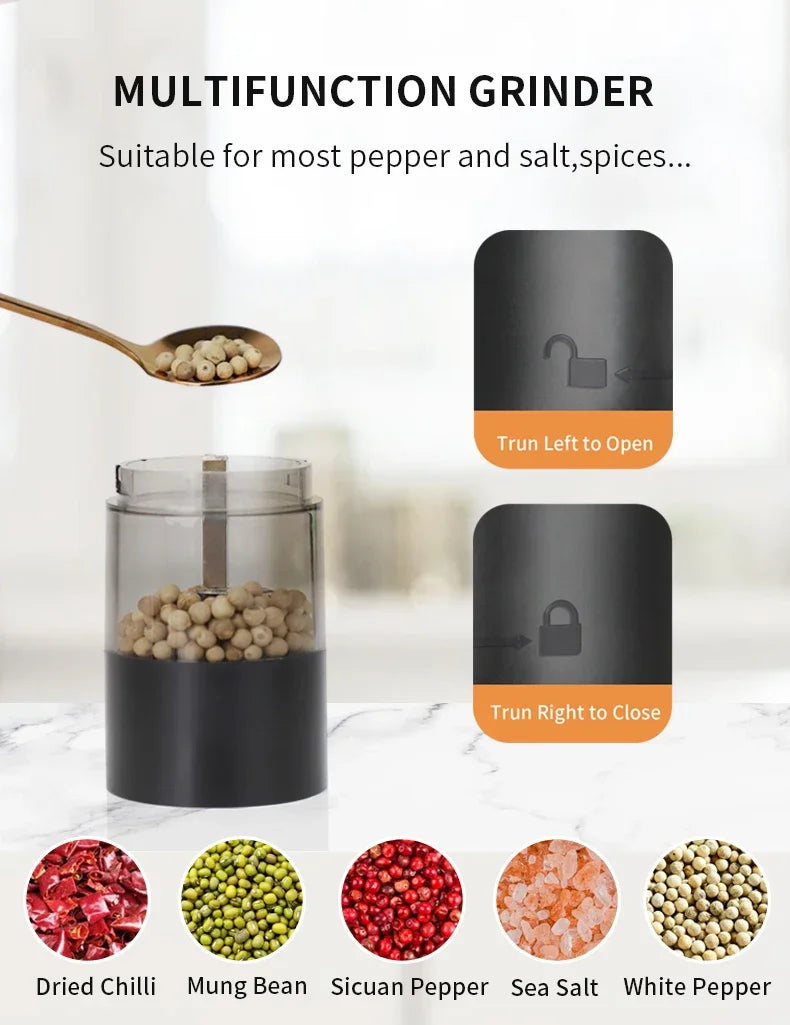 USB Rechargeable Electric Salt and Pepper Grinder Set