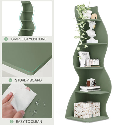 Corner Plant Stand - Tall 5-Tier Corner Plant Shelf (Green)