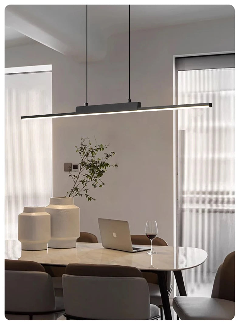 Modern Pendant Light - Linear LED Chandelier, Dining Room Light Fixture for Kitchen Island