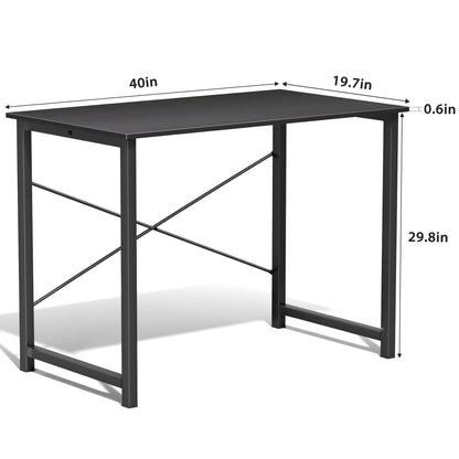 Computer Desk - Metal Frame Home Office Desk (40in Black)