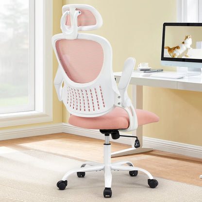 Office Chair with Adjustable Headrest (Pink)