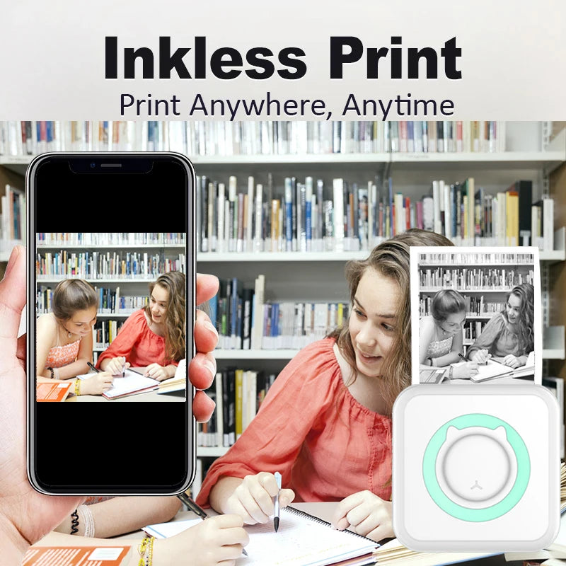 Portable Mini Thermal Printer - Wireless Bluetooth Photo & Label Printer