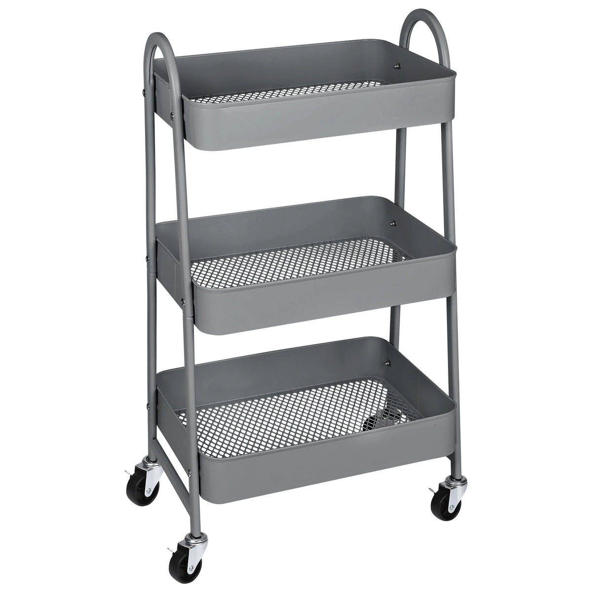 3 Tier Rolling Cart - Gray Utility Cart on Wheels for Kitchen