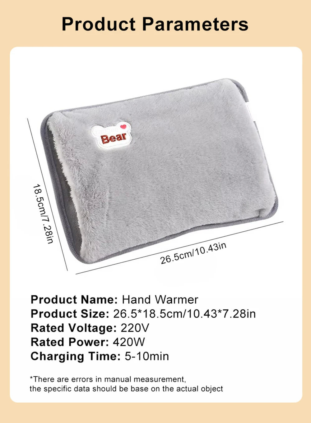 Electric Hand Warmer - Rechargeable Hot Water Bag