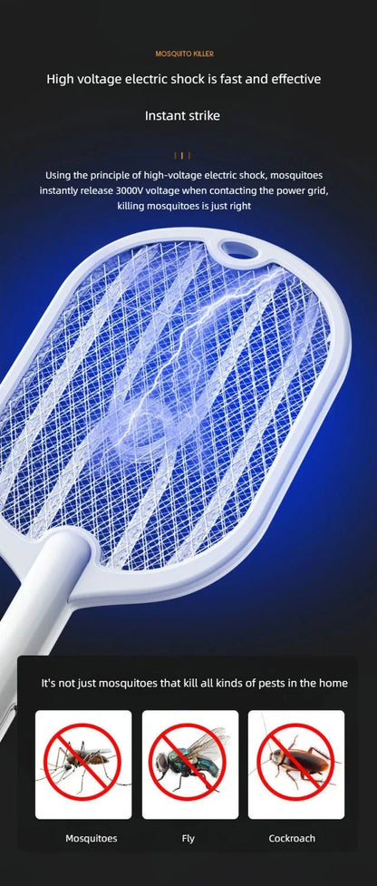 Electric Mosquito & Fly Swatter - 3-in-1 Bug Zapper