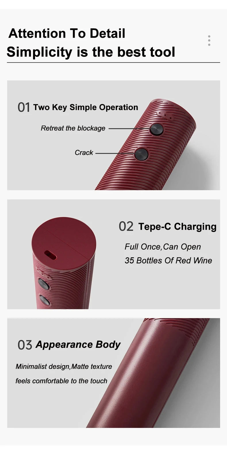 Electric Wine Bottle Opener - Rechargeable Corkscrew