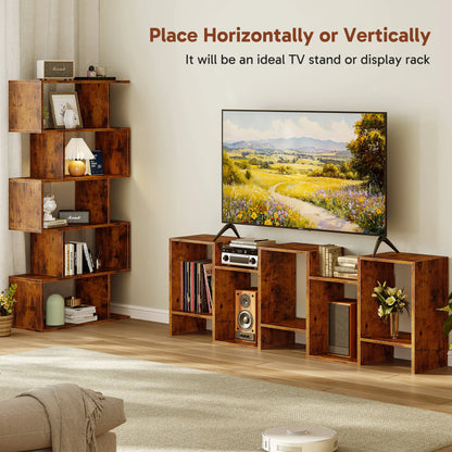 Bookshelf Room Divider - 5 Tier S-Shaped Bookcase