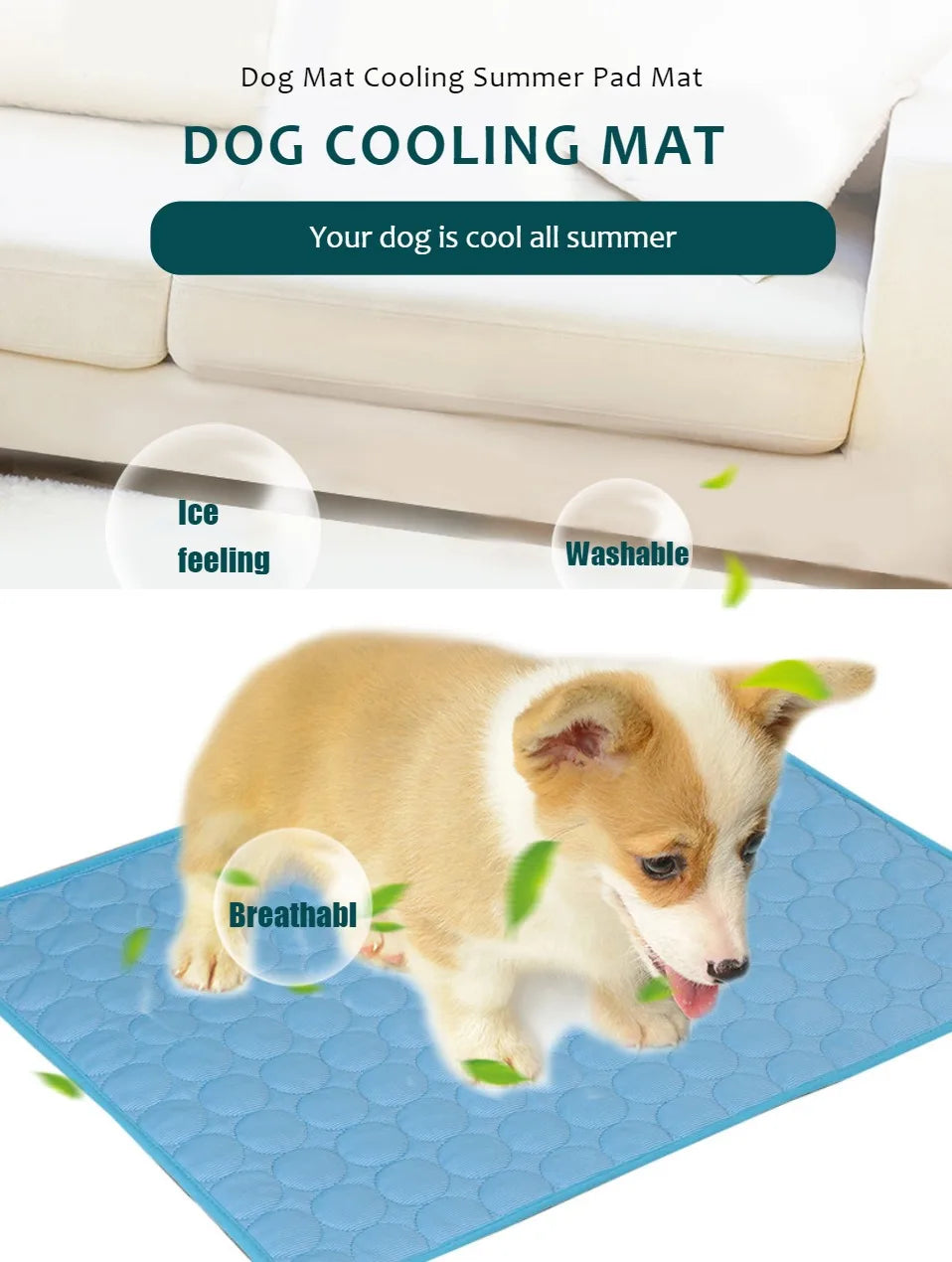 Dog Cooling Mat - Pet Cooling Pad for Cats & Dogs