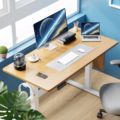 Electric Standing Desk - 39.37x23.62in Bamboo Wood Sit Stand Desk