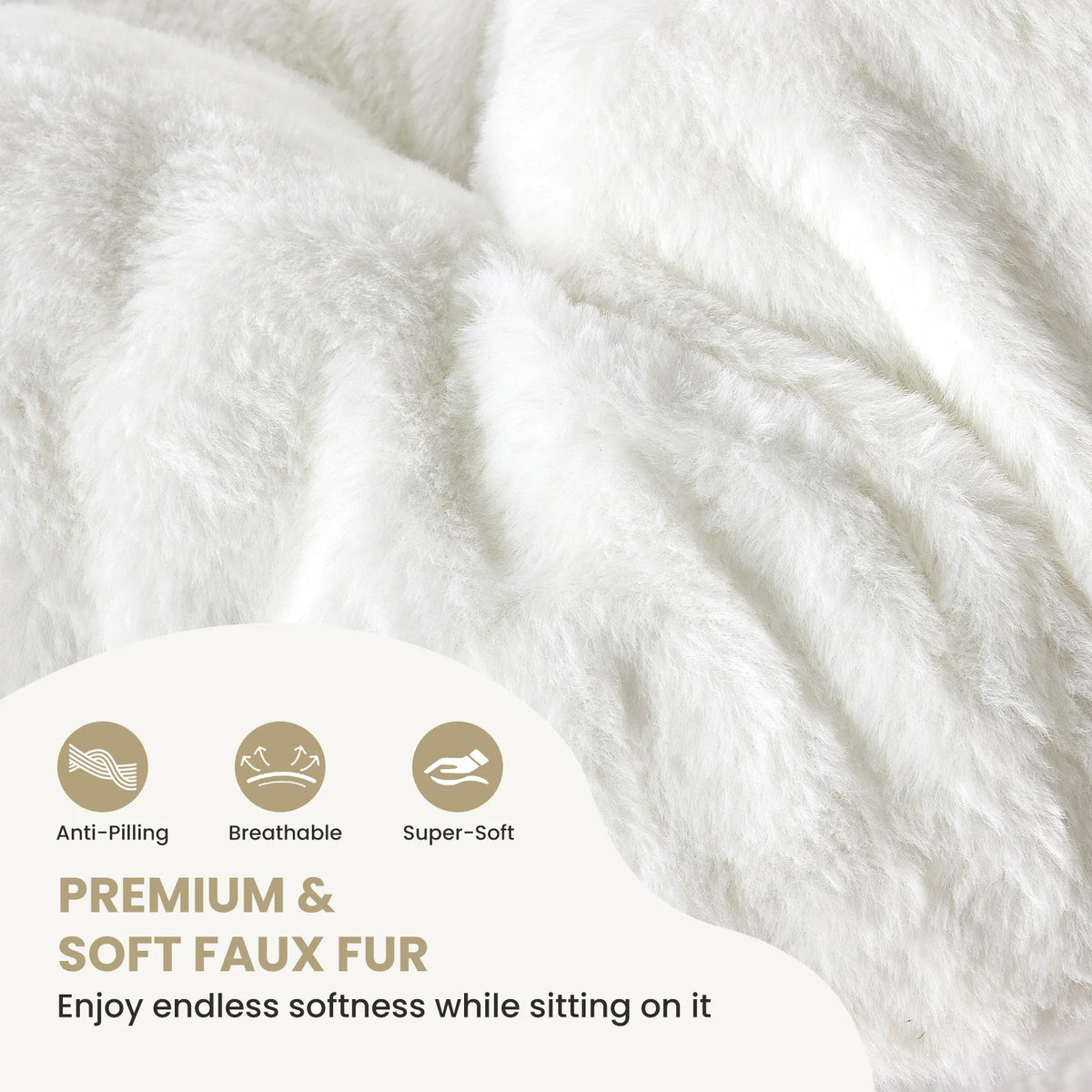 Saucer Chair - Foldable Faux Fur Dorm Room Chair (Rice White)