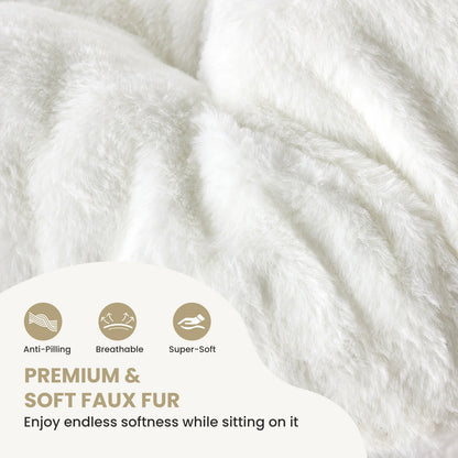 Saucer Chair - Foldable Faux Fur Dorm Room Chair (Rice White)