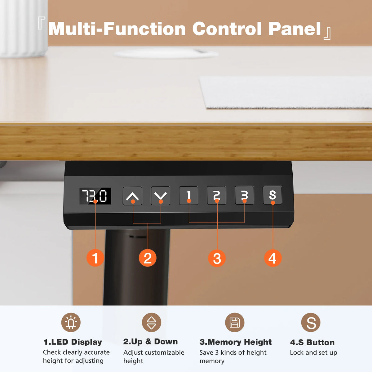 Electric Standing Desk - 39.37x23.62in Bamboo Wood Sit Stand Desk