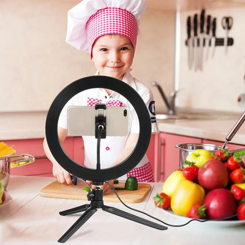 LED Ring Light - 10-Inch Tri-Color Tripod Kit