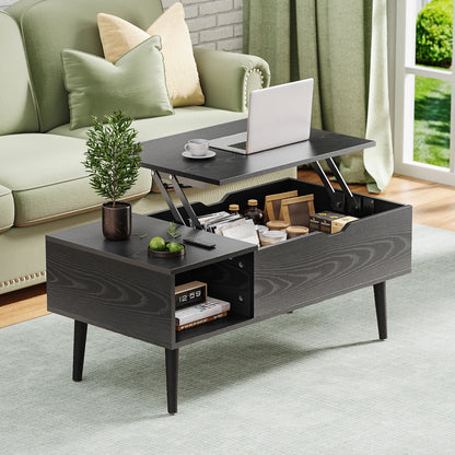 Low Profile Lift Top Coffee Table - Wood Top (Black)
