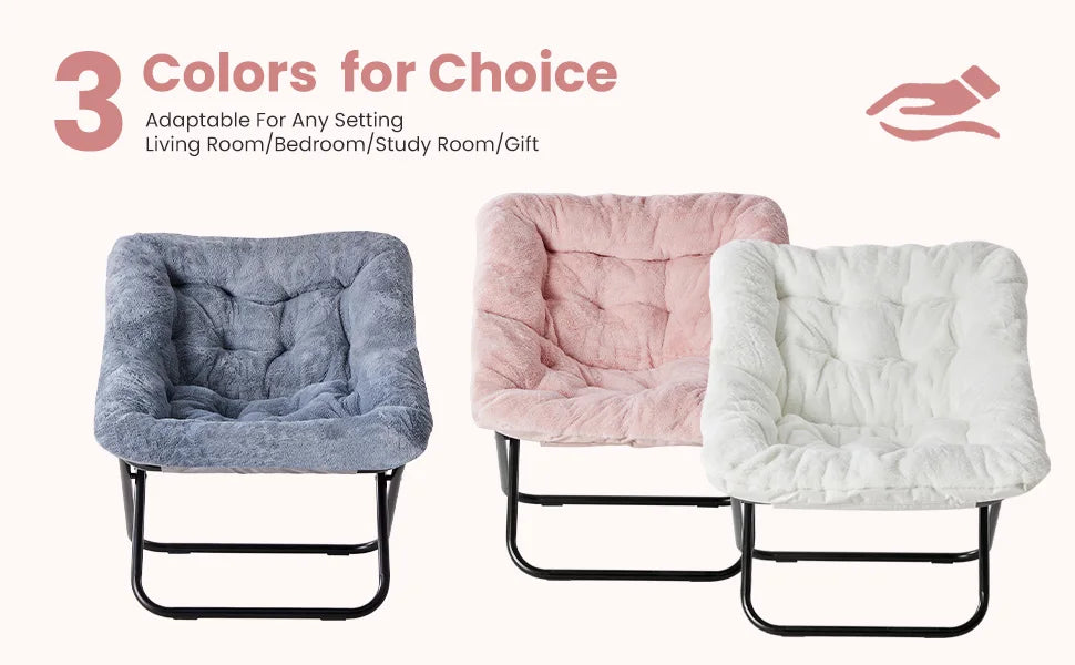 Saucer Chair - Foldable Faux Fur Dorm Room Chair (Pink)