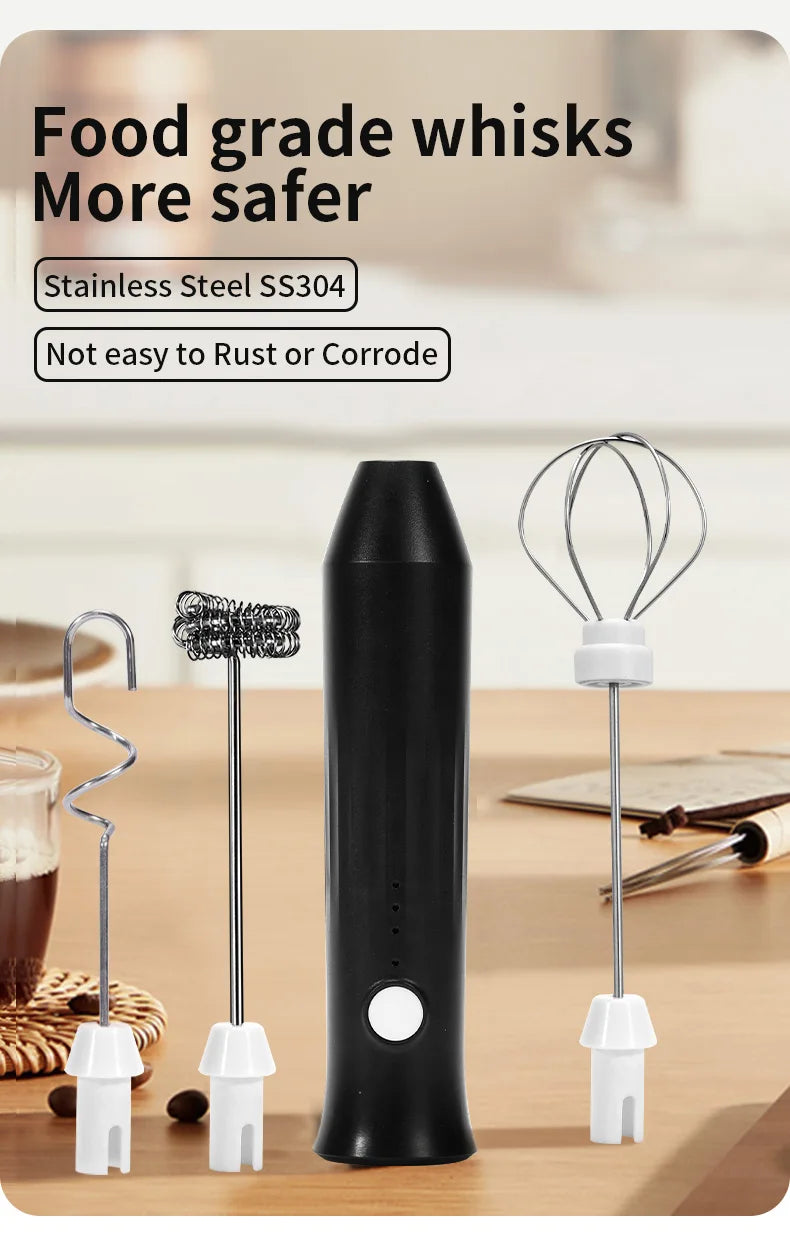 Rechargeable Electric Milk Frother - Handheld Coffee Whisk