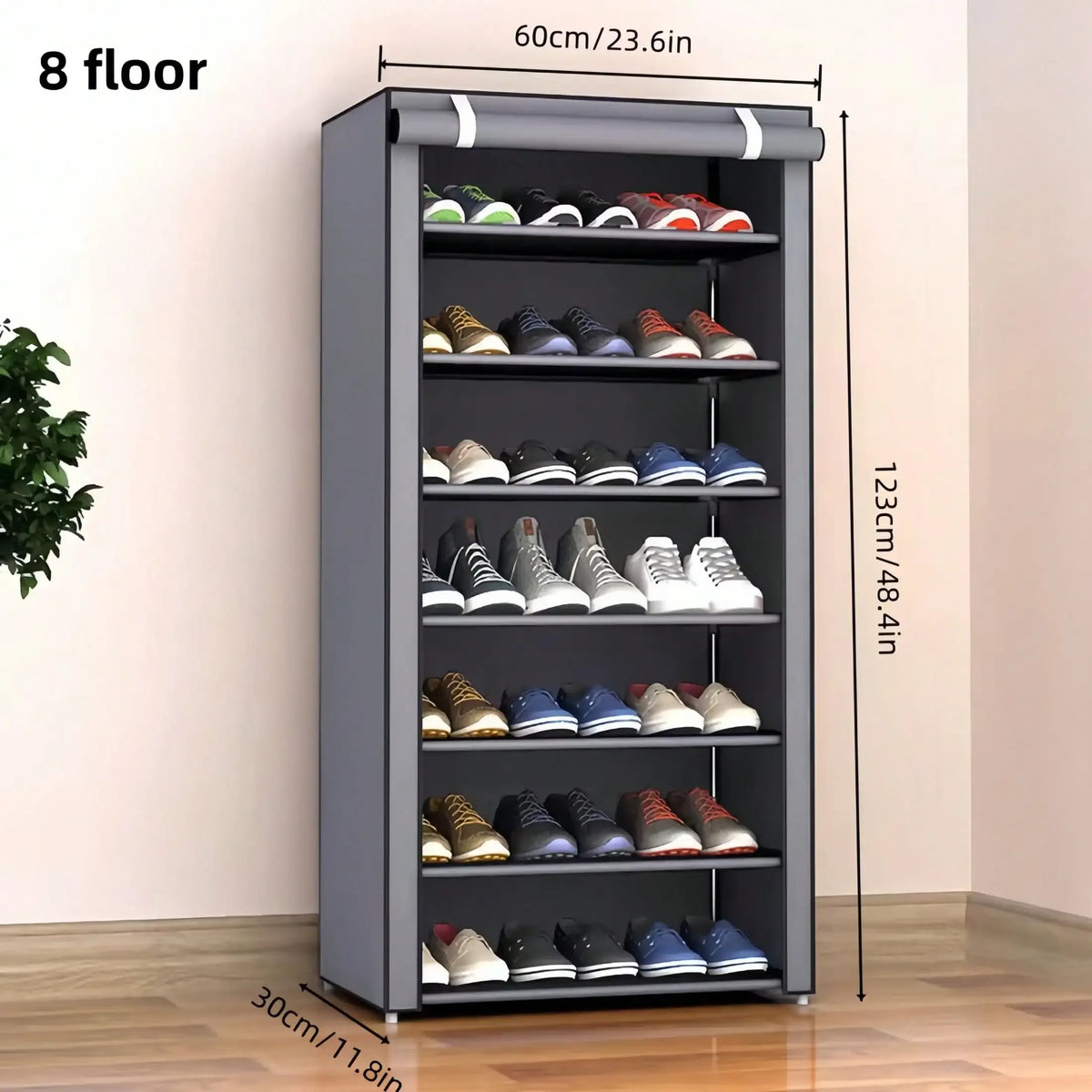 Tall Shoe Rack - 6, 8 or 10 Tier Fabric Shoe Storage