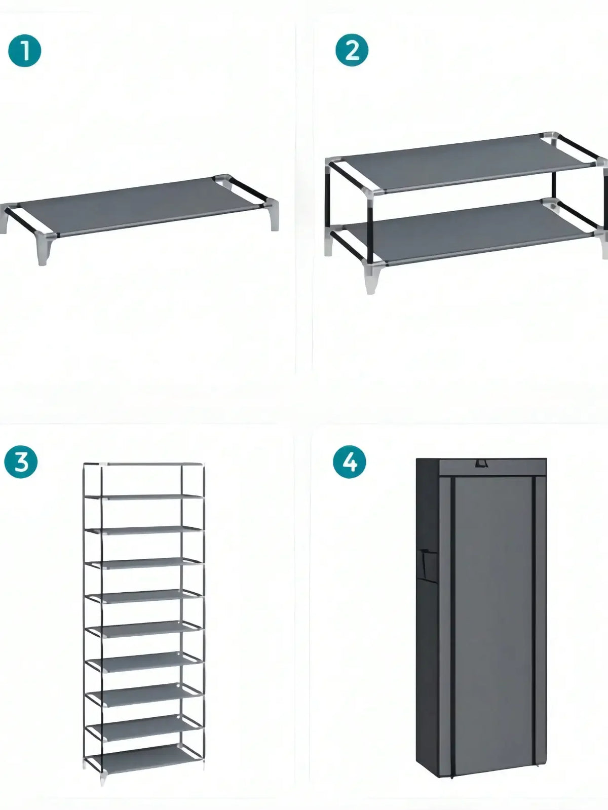 Tall Shoe Rack - 6, 8 or 10 Tier Fabric Shoe Storage