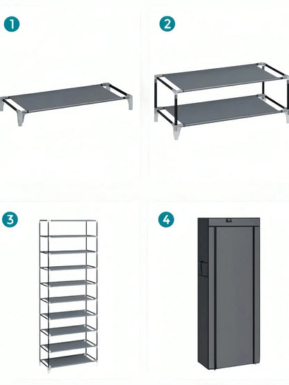 Tall Shoe Rack - 6, 8 or 10 Tier Fabric Shoe Storage